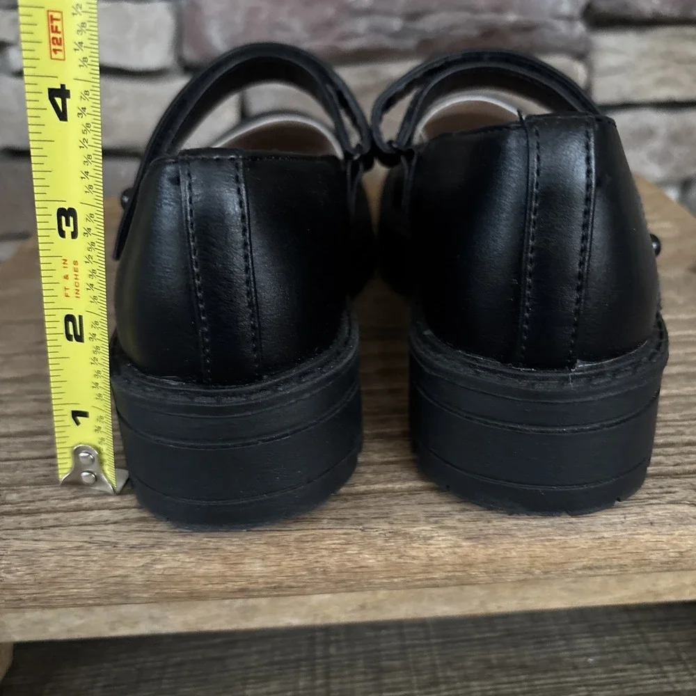 The Children's Place Girls Closed Toe Mary Jane Flat Kids Black Sz 1 Hook&Loop